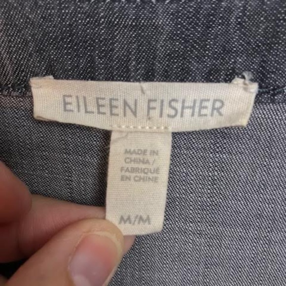 EILEEN FISHER DK GREY ORGANIC COTTON DENIM DRESS SZ. M - Picture 2 of 12